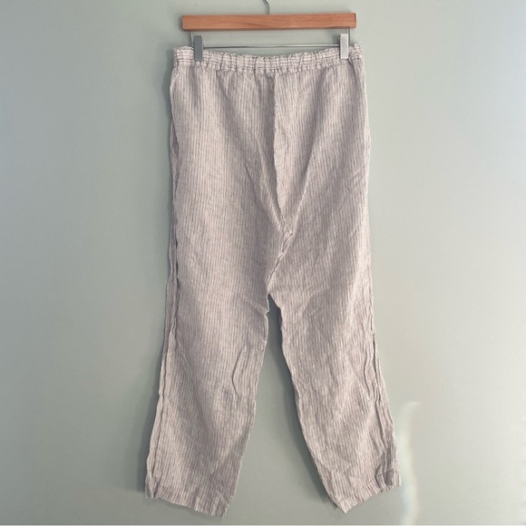 Eileen Fisher Organic Handerchief Linen Striped Pant Pearl Medium - Picture 8 of 13